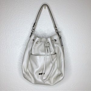 Coach Avery Leather Drawstring Bag in Pearl